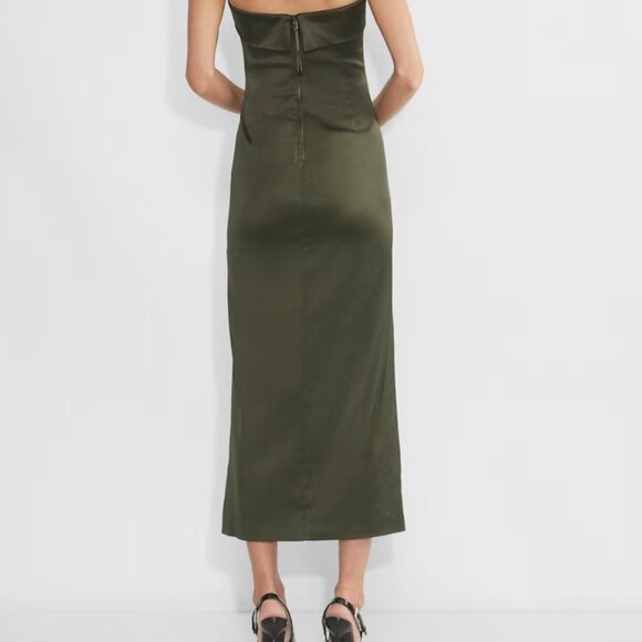 NWT ARITZIA Exclusive Satin Dress DARK OLIVE  SIZE 6- NEW WITH TAGS - Picture 3 of 8